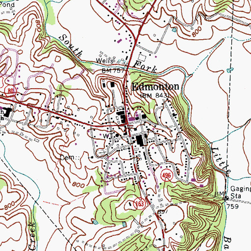 Topographic Map of Metcalfe County Sheriff's Office, KY