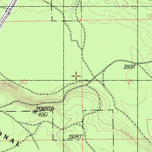 Topographic Map of Baker Place, CA