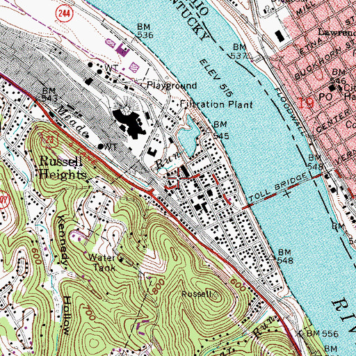 Topographic Map of Russell Police Department, KY