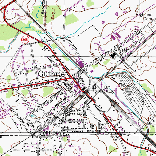 Topographic Map of Guthrie Police Department, KY