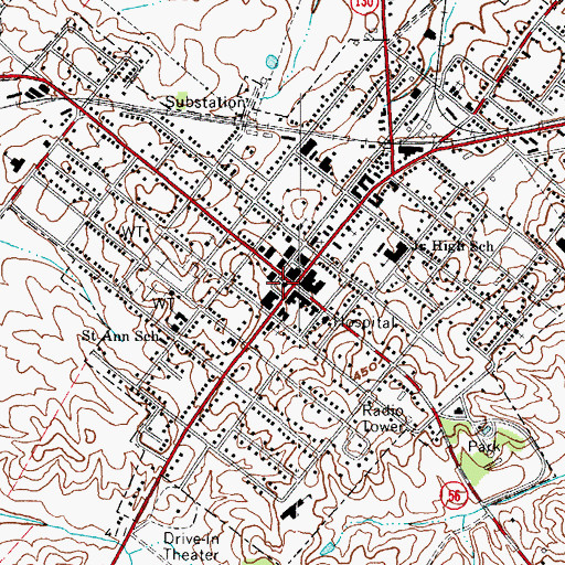 Topographic Map of Union County Sheriff's Office, KY