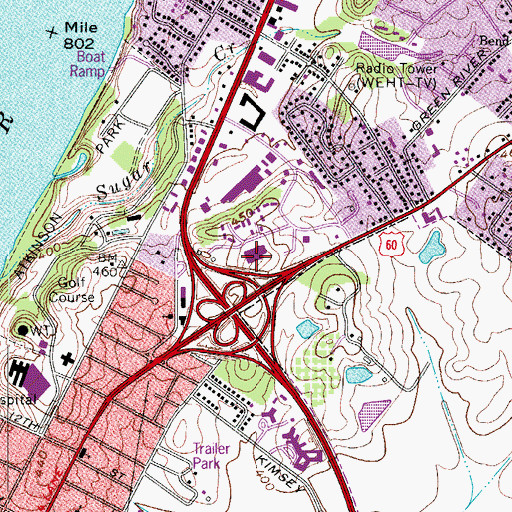 Topographic Map of Henderson Police Department, KY