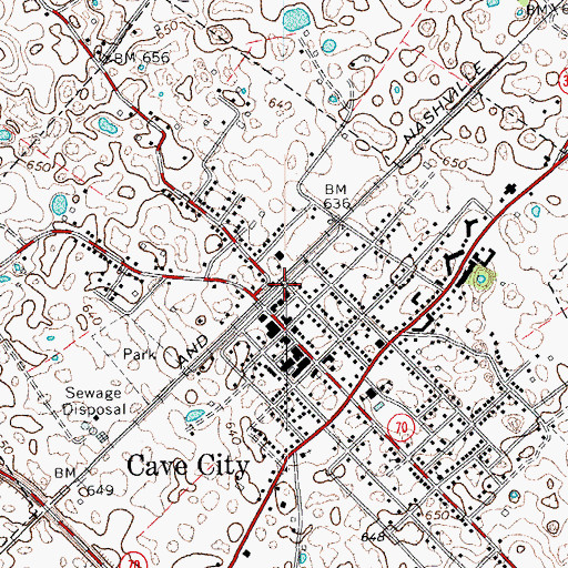 Topographic Map of Cave City Police Department, KY