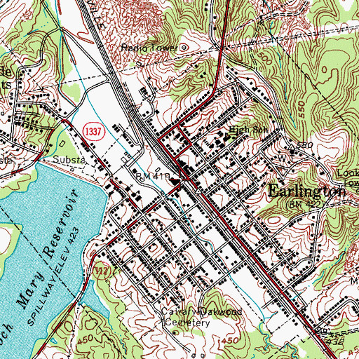 Topographic Map of Earlington Police Department, KY