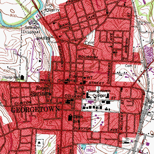 Topographic Map of Scott County Sheriff's Office, KY