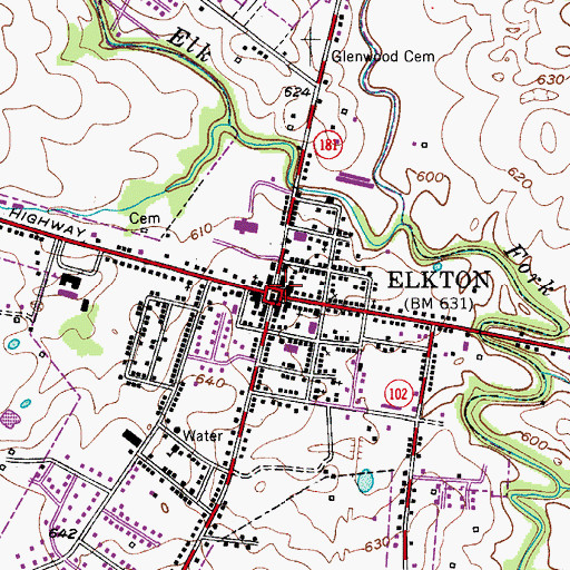 Topographic Map of Elkton Police Department, KY