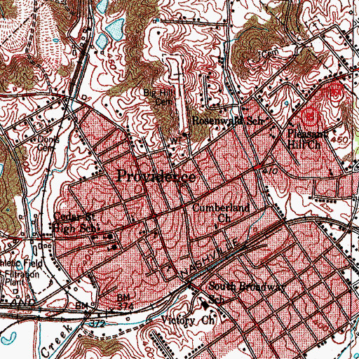 Topographic Map of Providence Police Department, KY