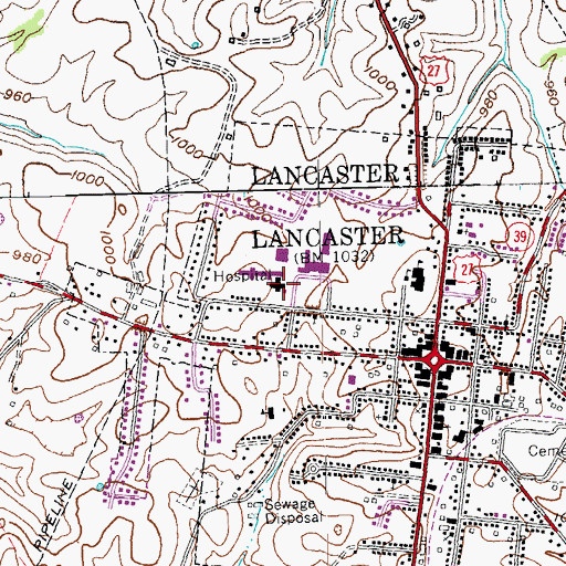 Topographic Map of Lancaster Police Department, KY