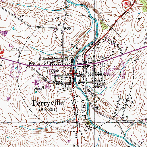 Topographic Map of Perryville Police Department, KY