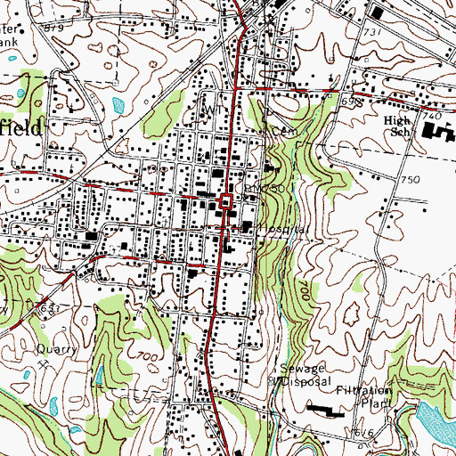 Topographic Map of Leitchfield Police Department, KY