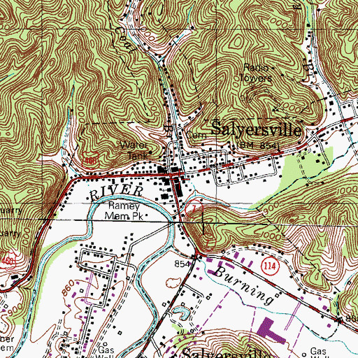 Topographic Map of Magoffin County Sheriff Office, KY