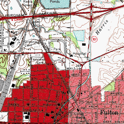 Topographic Map of Fulton Police Department, KY