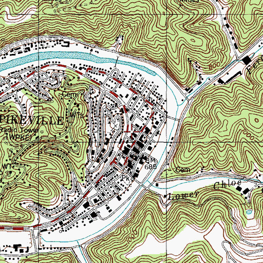 Topographic Map of Pikeville City Police Department, KY
