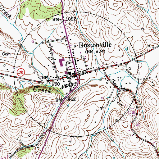 Topographic Map of Hustonville Police Department, KY