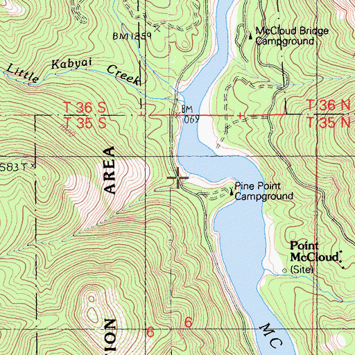 Topographic Map of Pine Creek, CA