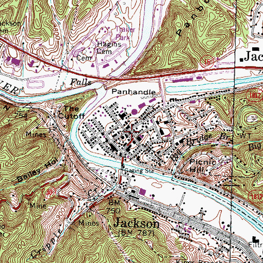 Topographic Map of Breathitt County Sheriff's Office, KY