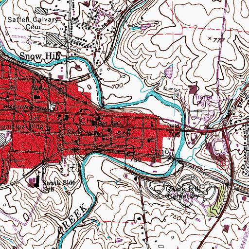Topographic Map of Shelbyville Police Department, KY