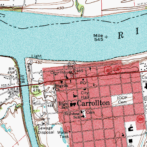 Topographic Map of Carroll County Sheriff's Office, KY