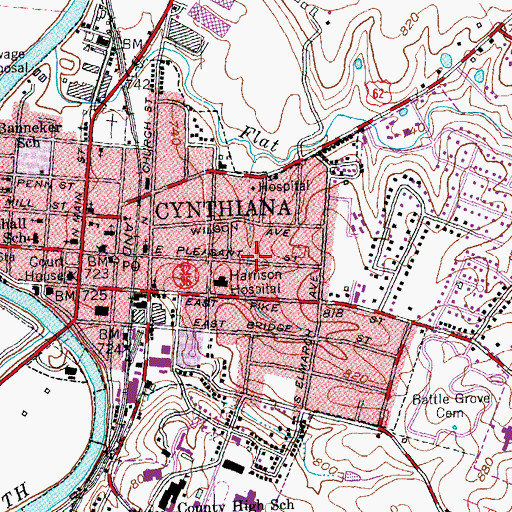 Topographic Map of Cynthiana Police Department, KY