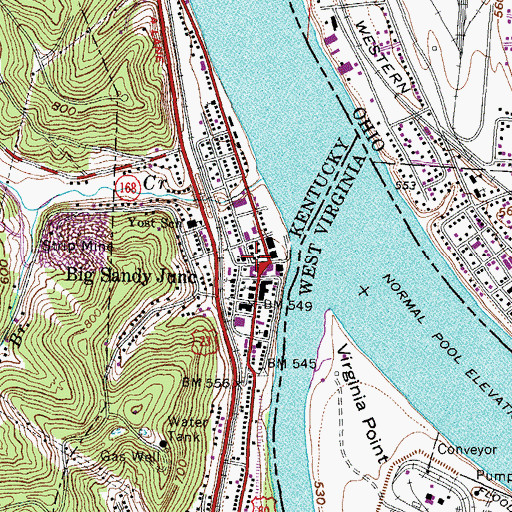 Topographic Map of Catlettsburg Police Department, KY