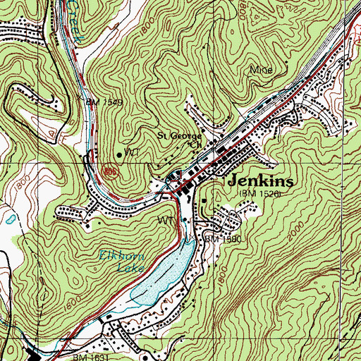 Topographic Map of Jenkins Police Department, KY