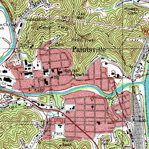Topographic Map of Paintsville Police Department, KY