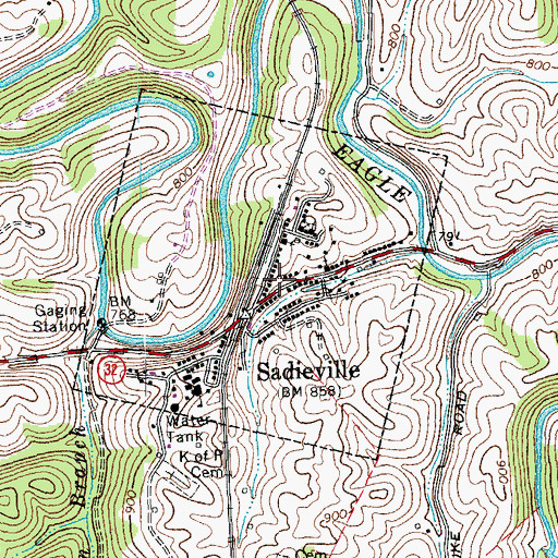 Topographic Map of Sadieville Police Department, KY