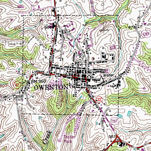 Topographic Map of Owen County Sheriff's Office, KY