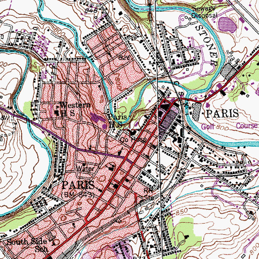 Topographic Map of Paris Police Department, KY