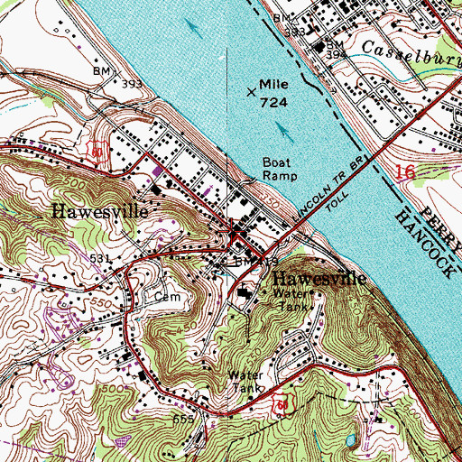 Topographic Map of Hancock County Sheriff's Office, KY