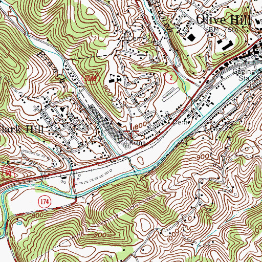 Topographic Map of Olive Hill Police Department, KY