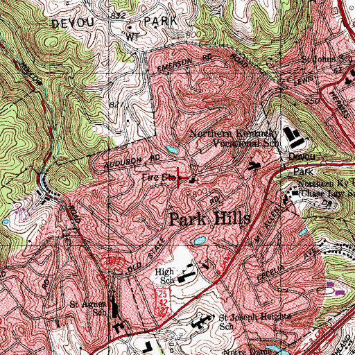 Topographic Map of Park Hills Police Department, KY