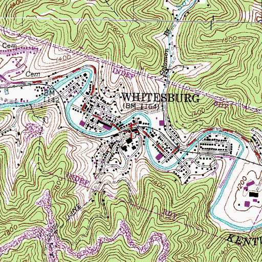 Topographic Map of Whitesburg Police Department, KY