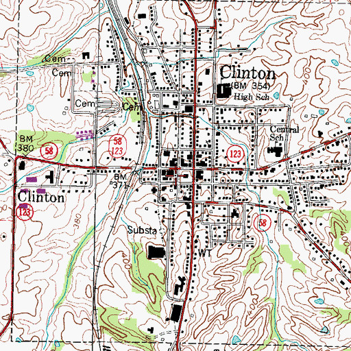 Topographic Map of Clinton Police Department, KY