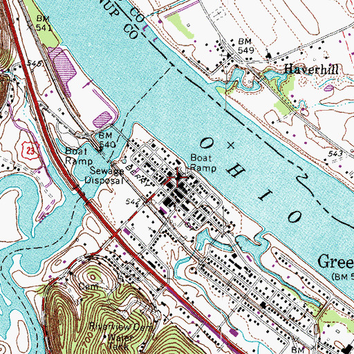 Topographic Map of Greenup County Sheriff's Office, KY
