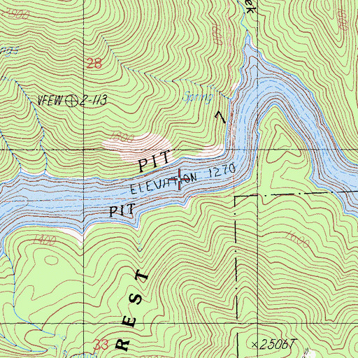 Topographic Map of Pit 7 Reservoir, CA