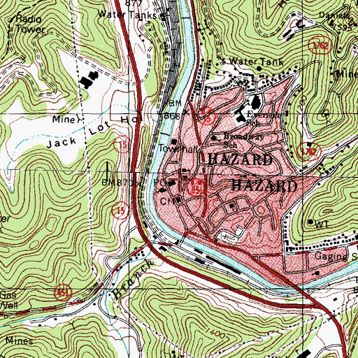 Topographic Map of Hazard Police Department, KY