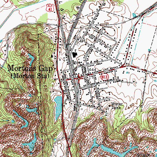 Topographic Map of Mortons Gap Police Department, KY