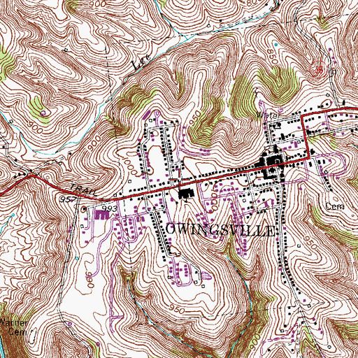 Topographic Map of Owingsville Police Department, KY