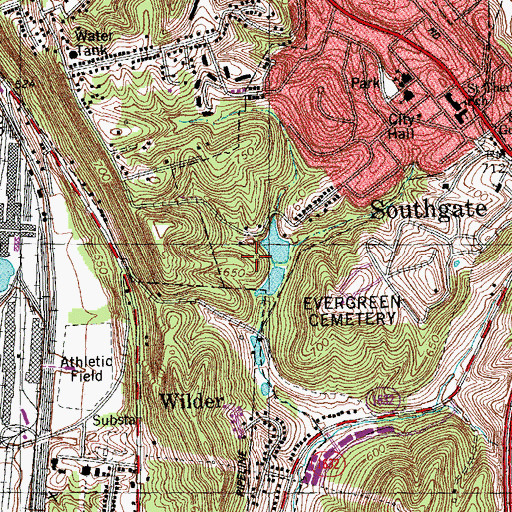 Topographic Map of Southgate Police Department, KY