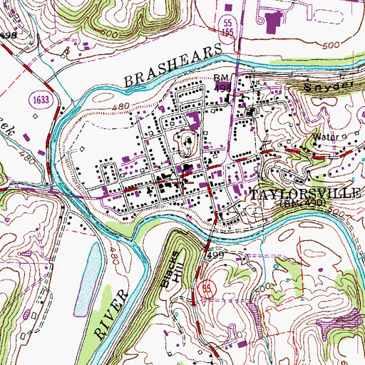 Topographic Map of Spencer County Sheriff's Department, KY