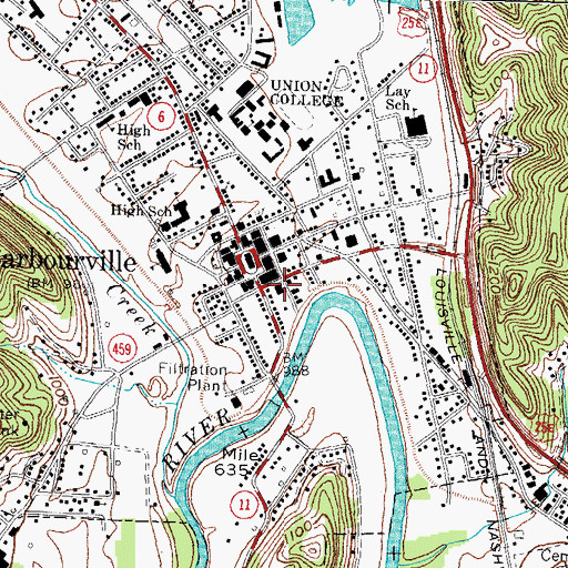 Topographic Map of Barbourville Police Department, KY