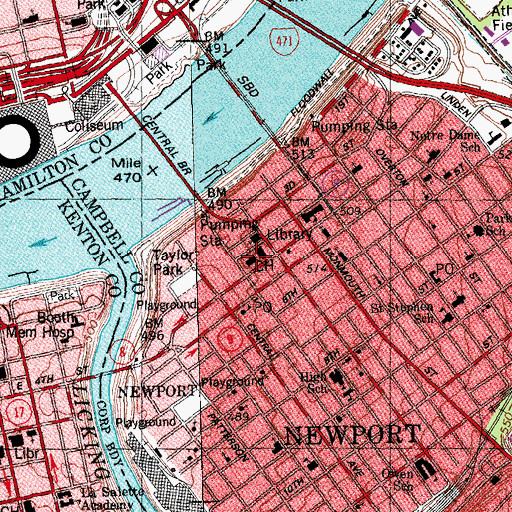 Topographic Map of Campbell County Sheriff's Office, KY