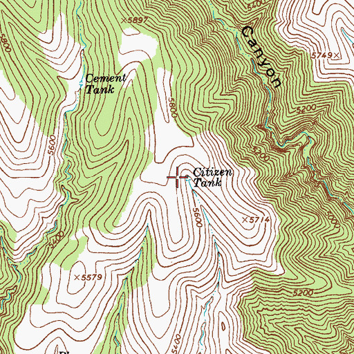 Topographic Map of Citizen Tank, AZ
