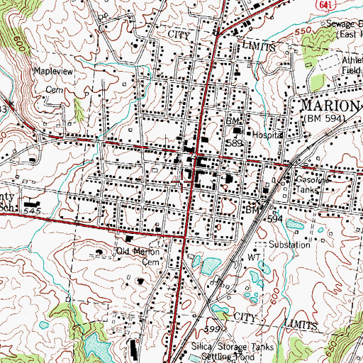 Topographic Map of Marion Police Department, KY