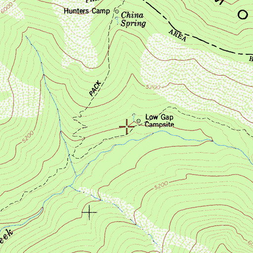 Topographic Map of Low Gap Campsite, CA