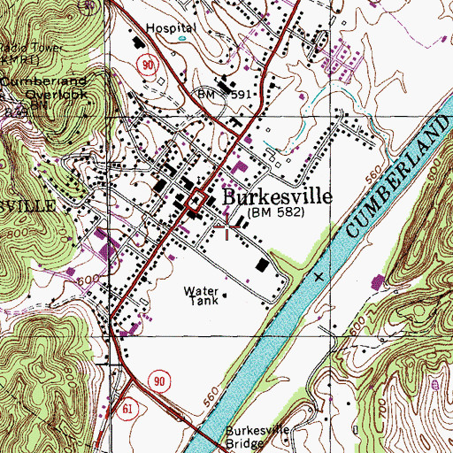 Topographic Map of Burkesville Police Station, KY
