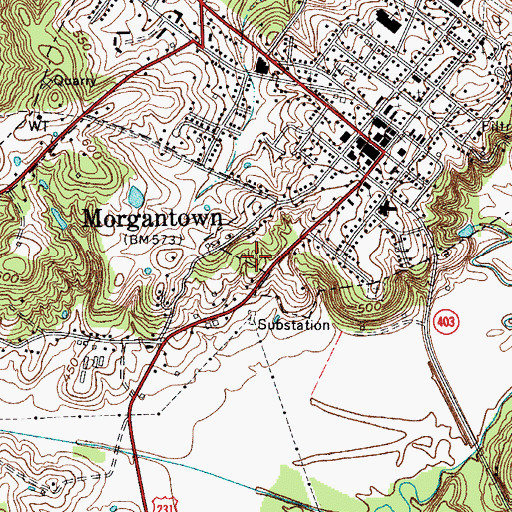 Topographic Map of Morgantown Police Department, KY