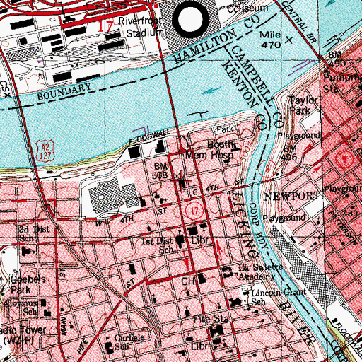 Topographic Map of Kenton County Sheriff's Office, KY