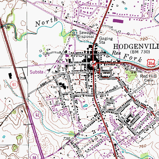 Topographic Map of Larue County Sheriff's Office, KY